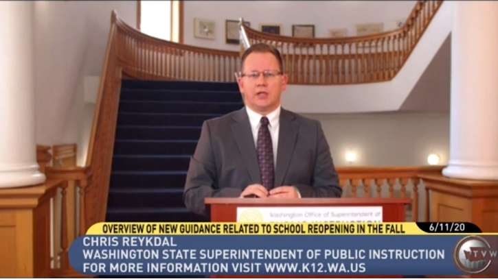 Chris Reykdal, Superintendent of Public Instruction, speaks about reopening schools on TVW