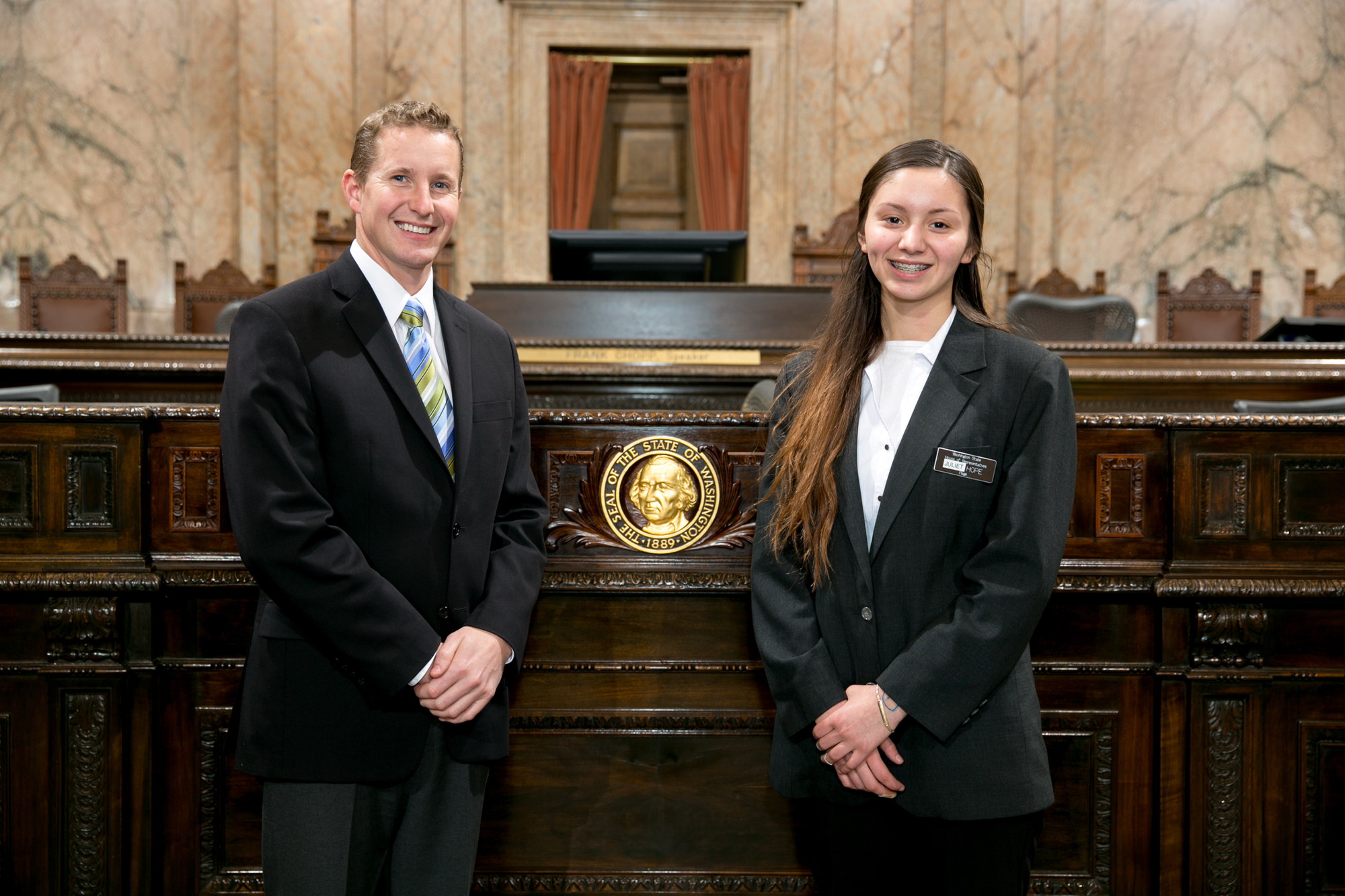 Rep. Buys with a legislative page