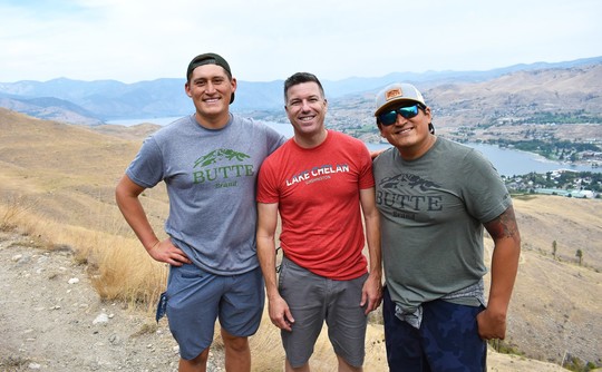 Butte Brand creators with Sen. Hawkins on Chelan Butte Trail