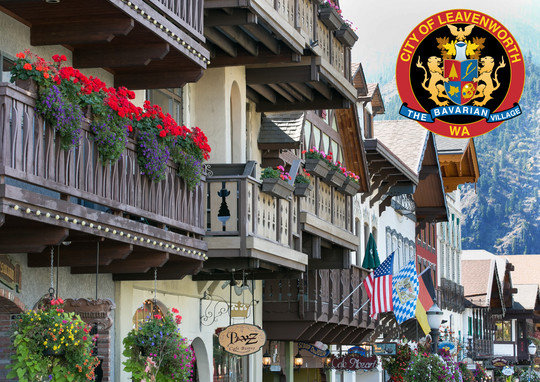 Downtown Leavenworth with graphic