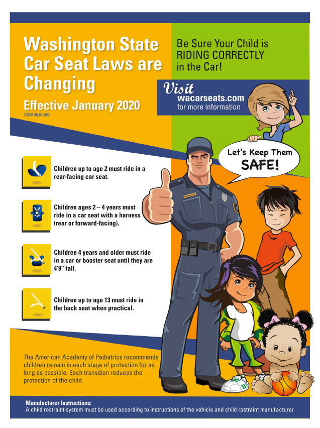 Wa State Car Seat Laws Changing January 1 2020 City Of Lynnwood - Washington State Patrol Child Seat Laws