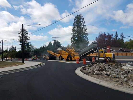 Paving the roundabout at 172nd ST SW and 36th Ave W