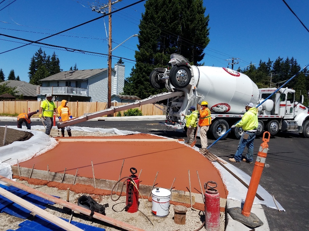 Placement of Truck Apron concrete at 172nd ST SW roundabout