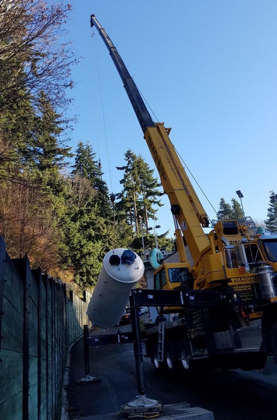 New Foul Air Scrubber being delivered and installed at the WWTP.
