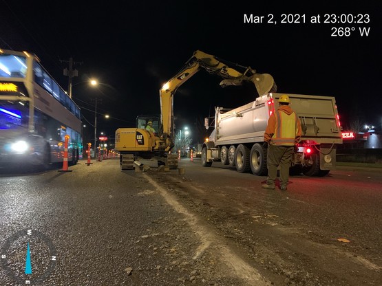 Removal of existing curb lanes near Fred Meyer (4615 196th St SW). 