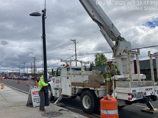 Placing streetlights on the north side of 196th St SW, between 44th Ave W and 40th Ave W