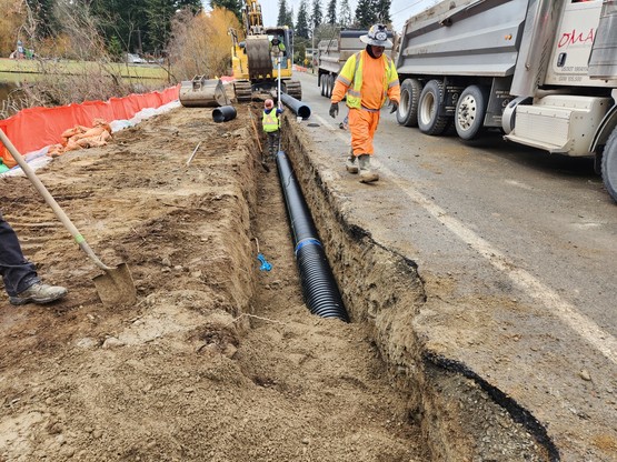 Crews installing stormwater bypass along 200th St SW