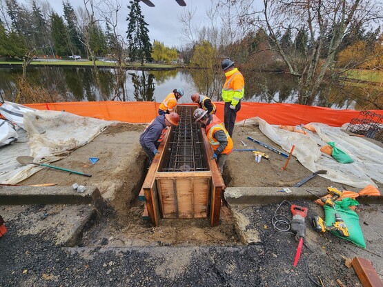 Forming a pile cap for boardwalk #1 along 200th St SW