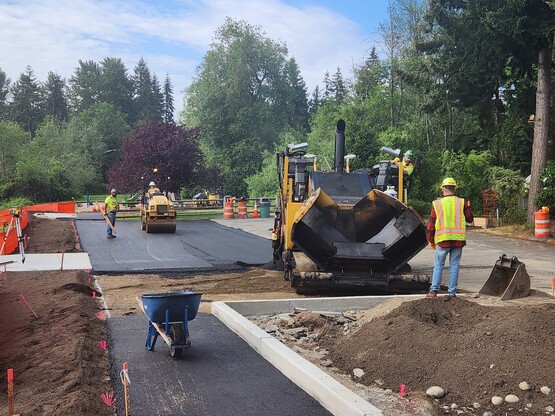 Sprague Park parking lot being paved.