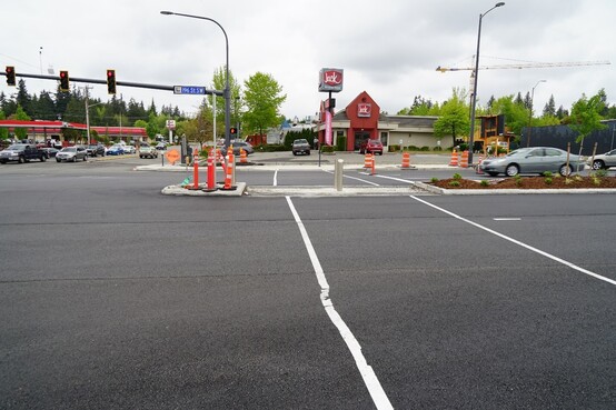 Temporary crosswalk striping on 196th St SW 