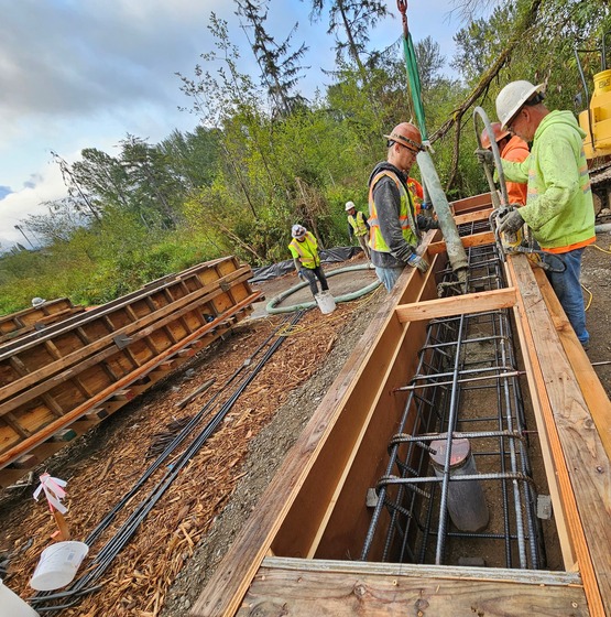 Placing concrete pile caps for Boardwalk #2