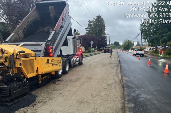 Paving the East side of 68th Ave W. just north of 208th St SW