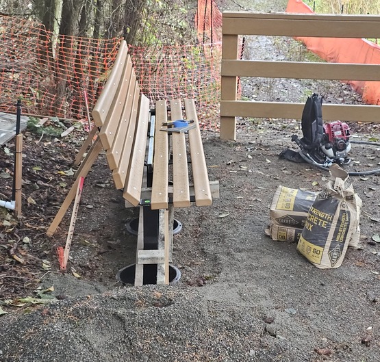 Placing bench in Scriber Creek Park