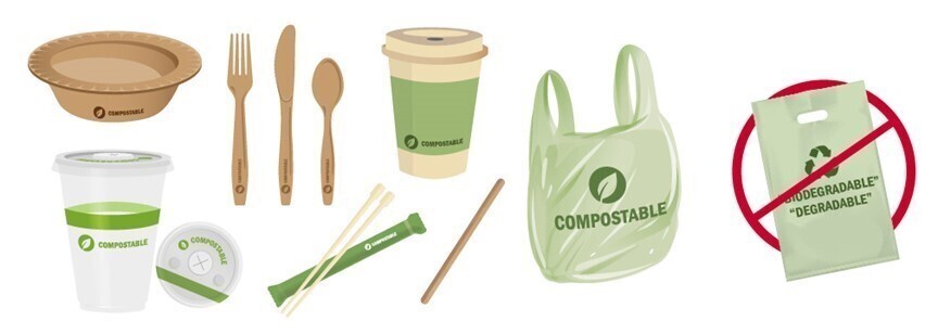 photo of compostable food service/food ware products