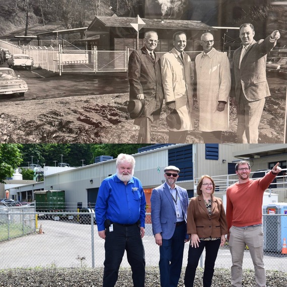 Top: Photo of the the Opening of the WWTP in 1963, Below the Shutting Down of the Incinerator in 2024 