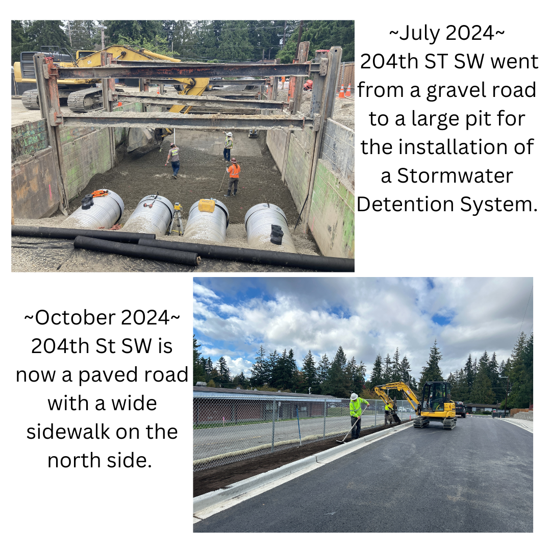 204th St SW Progress of beginning to paved