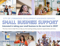 A collage of small business owners and community members 