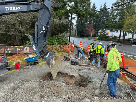 Crews placing forms for the curb and gutter at 52nd Ave W and 196th St SW.
