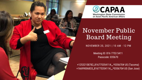 Board meeting flyer with Zoom information
