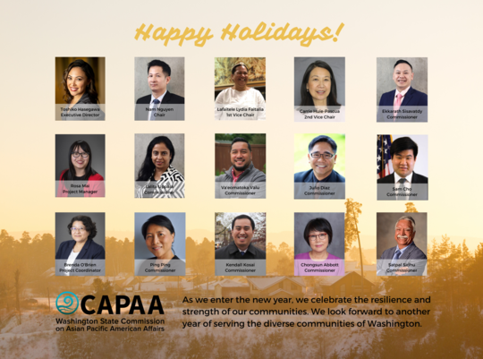 Holiday card, with full staff and commissioners