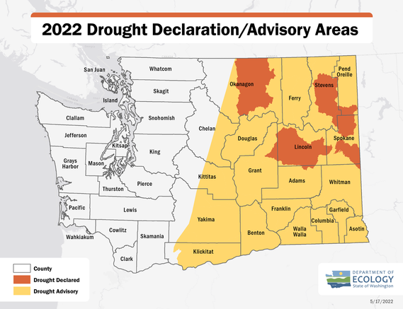Drought Designations for Washington 