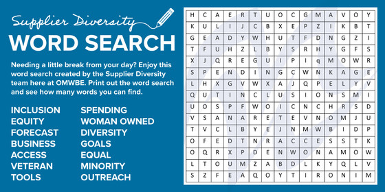Supplier Diversity Word Search Puzzle