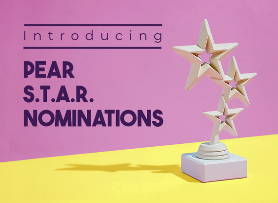 trophy with three stars next to text that says introducing PEAR S.T.A.R. Nominations