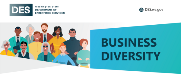 illustration of a diverse group of people next to the words business diversity