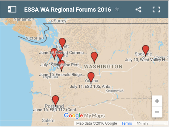 ESSA Washington Regional Forums map