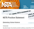 screenshot of National Science Teacher Association (NSTA) elementary science position statement