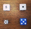 A wich One Doesn't Belong image with four dice