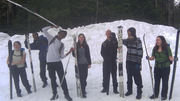 students skiing