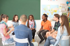 Students sitting in a circle