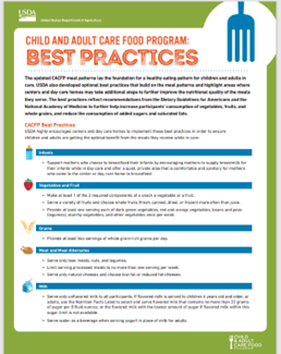 Child And Adult Care Food Program: BEST PRACTICES