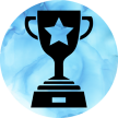 Black trophy with blue background