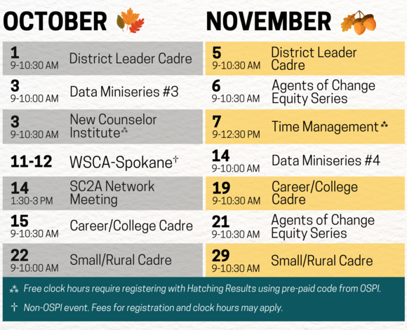 October and November OSPI CSCP Events