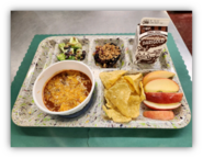 chili and chips lunch tray