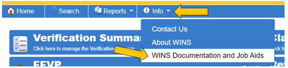 CACFP WINS screen shot