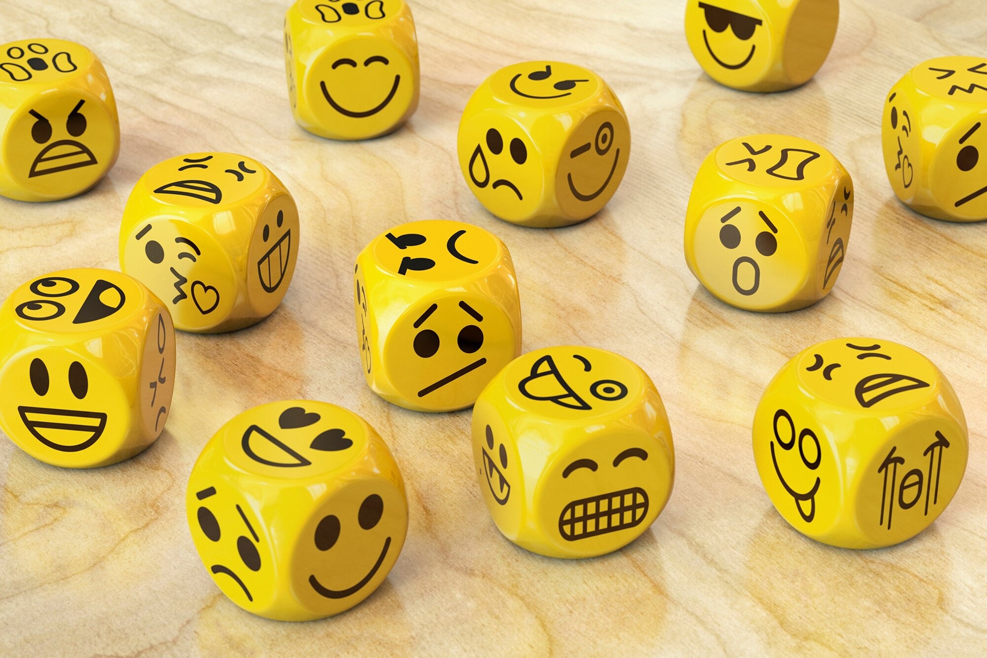 Emotion Dice Multiple dice with different dice that indicate different emotions