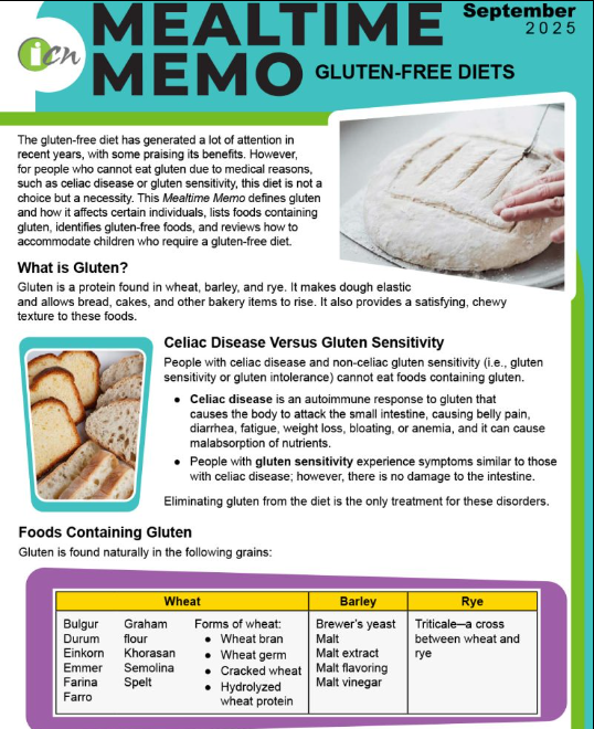 gluten free meal time memo
