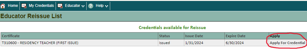 eCert Screenshot