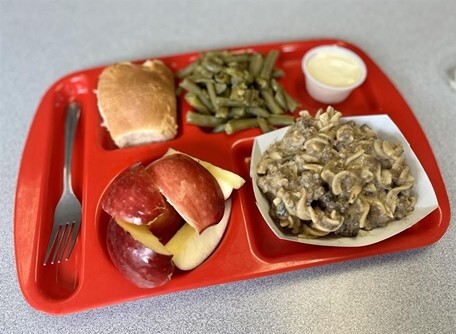 lunch tray of food