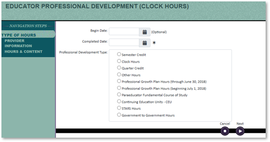 Clock Hours Step 1