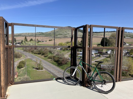 A bicycle on a bridge