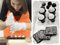 Woman making chocolates
