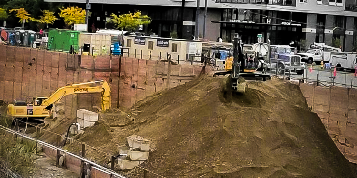 Excavator at project site in Redmond