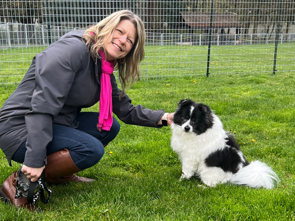 Mayor Angela Birney with with her dog Buttons