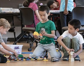 Kids playing with legos