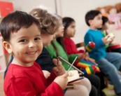 children playing music
