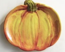 ceramic plate shaped like a pumpkin